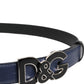 Dolce & Gabbana Blue Leather Classic Metal DG Logo Buckle Belt