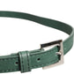 Dolce & Gabbana Dark Green Leather Silver Metal Buckle Belt
