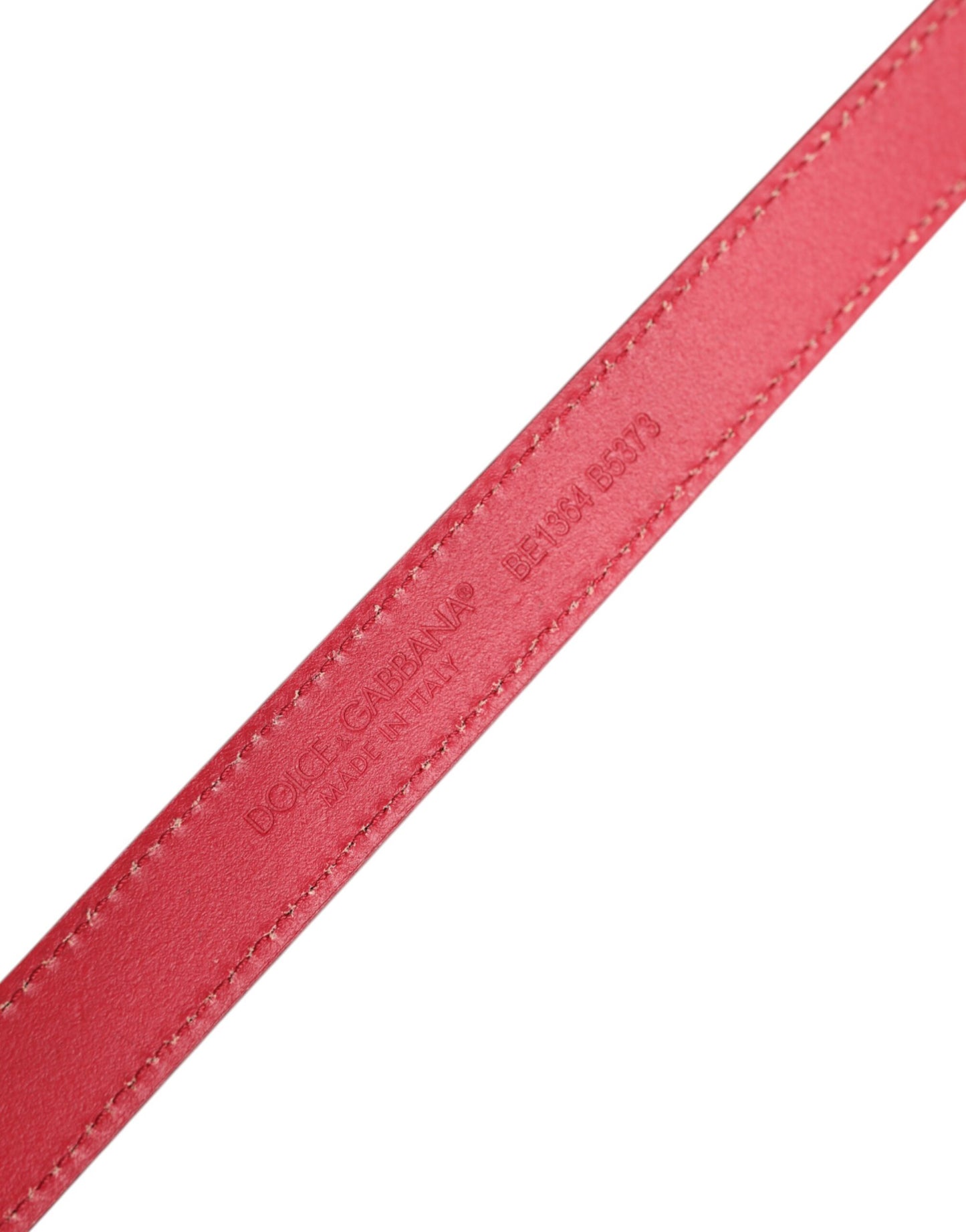Dolce & Gabbana Red Leather Square Metal Buckle Cintura Belt