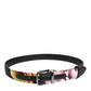 Dolce & Gabbana Black Floral Brocade Silver Metal Buckle Belt