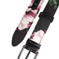 Dolce & Gabbana Black Floral Brocade Silver Metal Buckle Belt