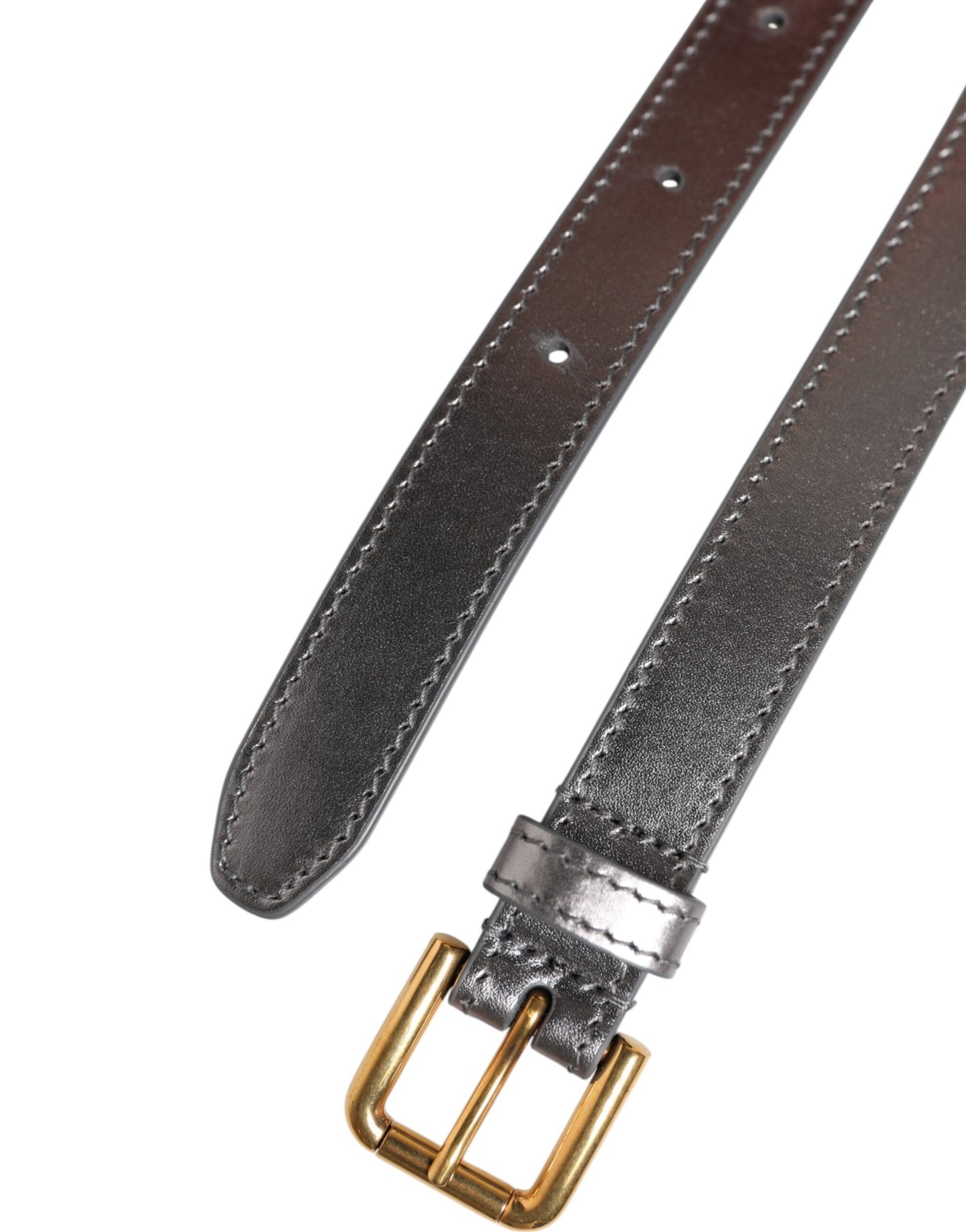 Dolce & Gabbana Silver Logo Engraved Metal Waist Buckle Belt