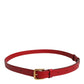 Dolce & Gabbana Red Logo Engraved Metal Waist Buckle Belt