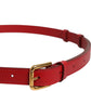 Dolce & Gabbana Red Logo Engraved Metal Waist Buckle Belt