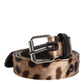 Dolce & Gabbana Brown Leopard Silver Metal Buckle Belt