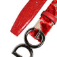 Dolce & Gabbana Red Viscose Silver DG Logo Metal Buckle Belt