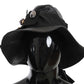 Elegante berretto a cloche in pelle nera