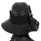 Elegante berretto a cloche in pelle nera