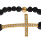 Elegante bracciale in pietra lavica nera e oro