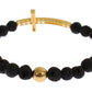 Elegante bracciale in pietra lavica nera e oro