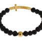 Elegante bracciale in pietra lavica nera e oro