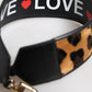 Dolce & Gabbana Black Leopard Print Reversible Bag Shoulder Strap
