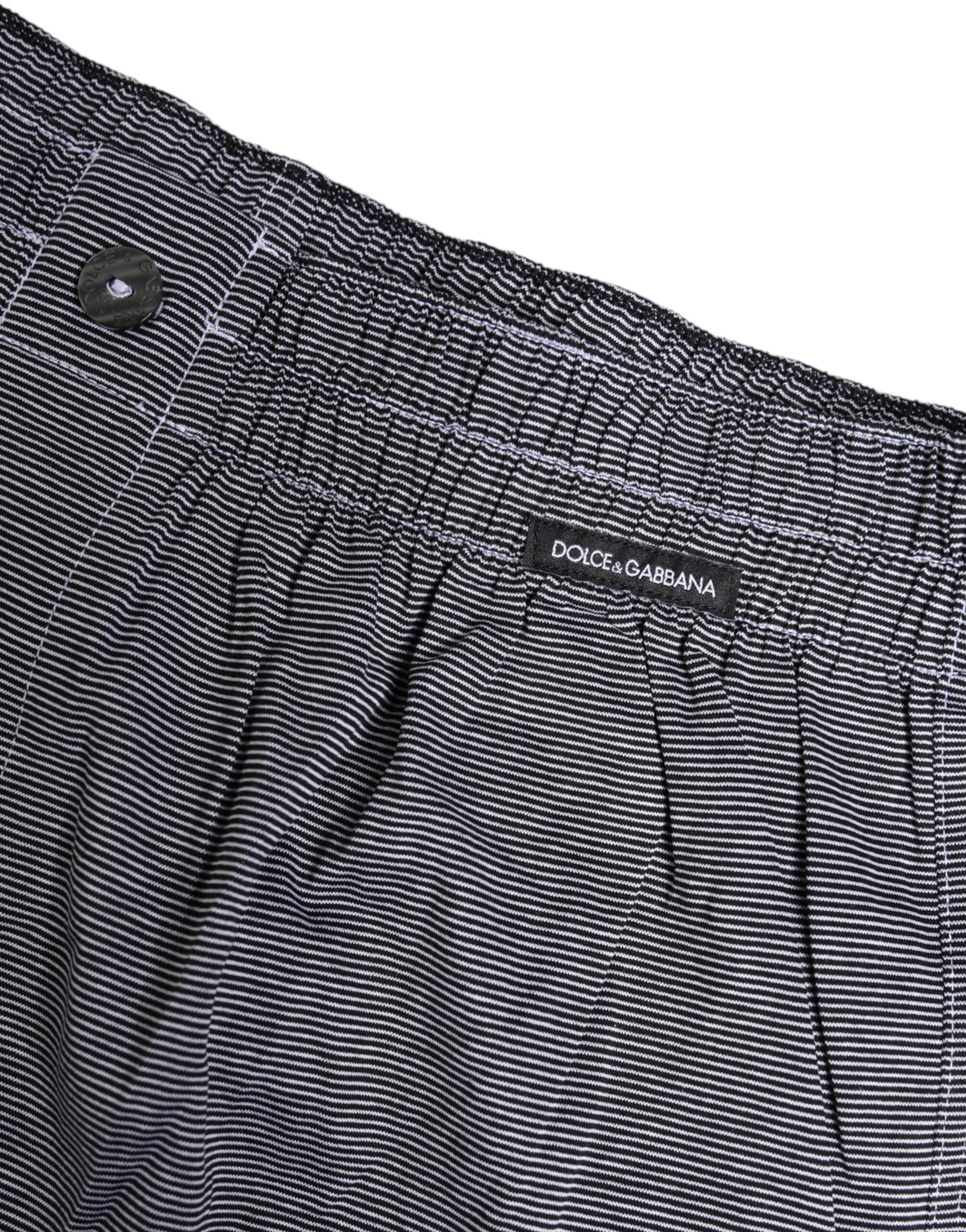 Dolce & Gabbana Gray Striped Cotton Regular Boxer Underwear