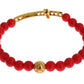 Elegante bracciale in perline di corallo rosso e oro