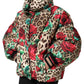 Dolce & Gabbana Multicolor Leopard Rose Puffer Quilted Jacket