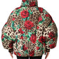 Dolce & Gabbana Multicolor Leopard Rose Puffer Quilted Jacket