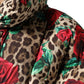 Dolce & Gabbana Multicolor Leopard Rose Puffer Quilted Jacket