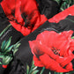 Dolce & Gabbana Black Floral Polyester Hooded Quilted Jacket