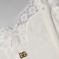 Dolce & Gabbana White Lace Gold DG Logo Silk Dress Sleepwear