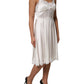Dolce & Gabbana White Lace DG Logo Silk Dress Sleepwear