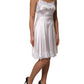 Dolce & Gabbana White Lace Gold DG Logo Silk Dress Sleepwear