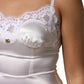 Dolce & Gabbana White Lace Gold DG Logo Silk Dress Sleepwear