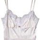 Dolce & Gabbana White Lace Gold DG Logo Silk Dress Sleepwear