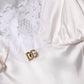 Dolce & Gabbana White Lace Gold DG Logo Silk Dress Sleepwear