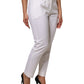 Dolce & Gabbana White Wool Mid Waist Tapered Pants
