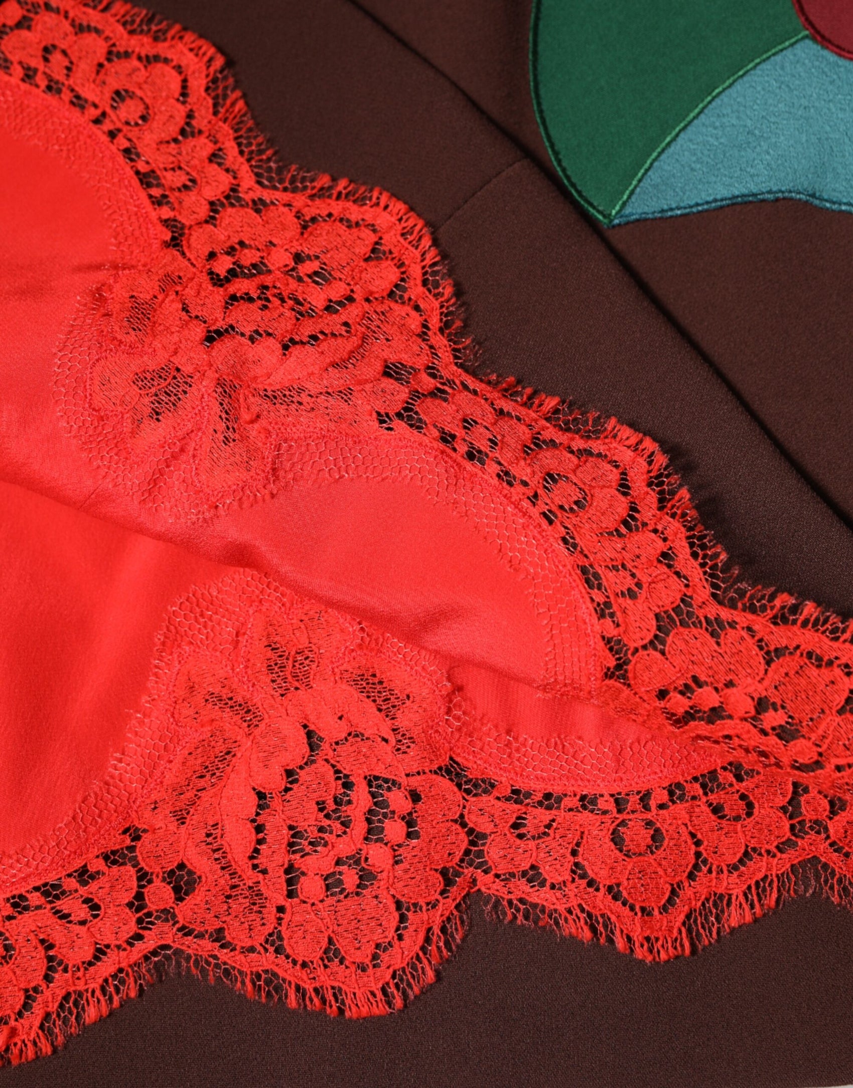 Dolce & Gabbana Brown Floral High Waist Side Slit Skirt