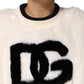 Dolce & Gabbana White Cropped Faux Fur DG Sweatshirt Sweater