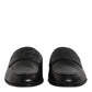 Dolce & Gabbana Black Calfskin Leather Slip On Loafers Shoes