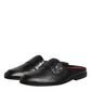 Dolce & Gabbana Black Calfskin Leather Slip On Loafers Shoes