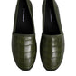 Dolce & Gabbana Green Exotic Leather Espadrilles Slip On Shoes