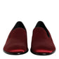 Dolce & Gabbana Red Velvet Slip On Loafers Formal Shoes