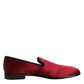 Dolce & Gabbana Red Velvet Slip On Loafers Formal Shoes