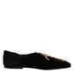 Dolce & Gabbana Black Velvet Embellished Loafer Slip On Shoes