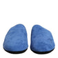 Dolce & Gabbana Blue Suede Capra Slides Flat Slipper Shoes