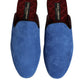 Dolce & Gabbana Blue Suede Capra Slides Flat Slipper Shoes