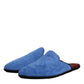 Dolce & Gabbana Blue Suede Capra Slides Flat Slipper Shoes