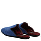 Dolce & Gabbana Blue Suede Capra Slides Flat Slipper Shoes