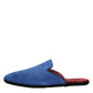 Dolce & Gabbana Blue Suede Capra Slides Flat Slipper Shoes