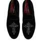 Dolce & Gabbana Black Velvet Embellished Loafer Slip On Shoes