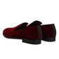 Dolce & Gabbana Red Cotton Velvet Slip On Loafers Formal Shoes