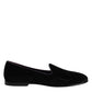 Dolce & Gabbana Black DG Crown Embroidery Loafers Slip On Shoes