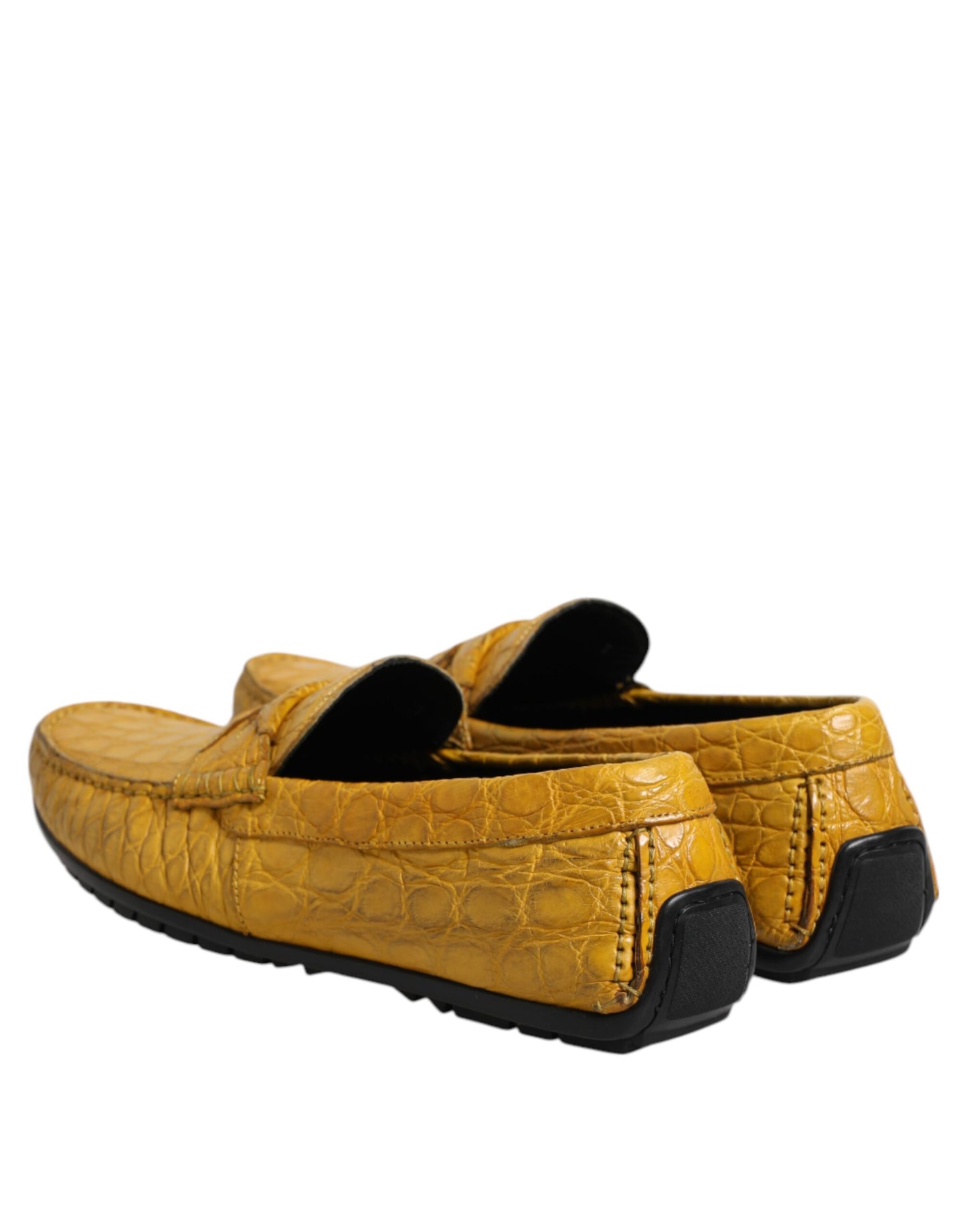 Dolce & Gabbana Yellow Exotic Leather Loafers Slip On Shoes