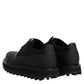Dolce & Gabbana Black Leather Lace Up Trekking Dress Shoes