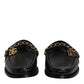 Dolce & Gabbana Black Leather DG Chain Embellished Sandals Shoes