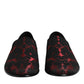 Dolce & Gabbana Red Black Jacquard Slip On Men Loafers Shoes