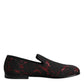 Dolce & Gabbana Red Black Jacquard Slip On Men Loafers Shoes
